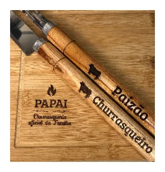 Kit tábua + garfo e faca churrasco